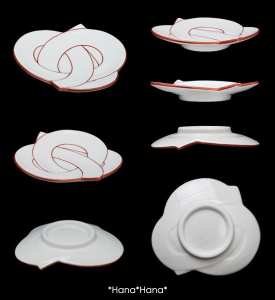 結び 小皿 (赤線) 11cm 有田焼 田清窯 // 和食器 食器 取皿 菓子皿