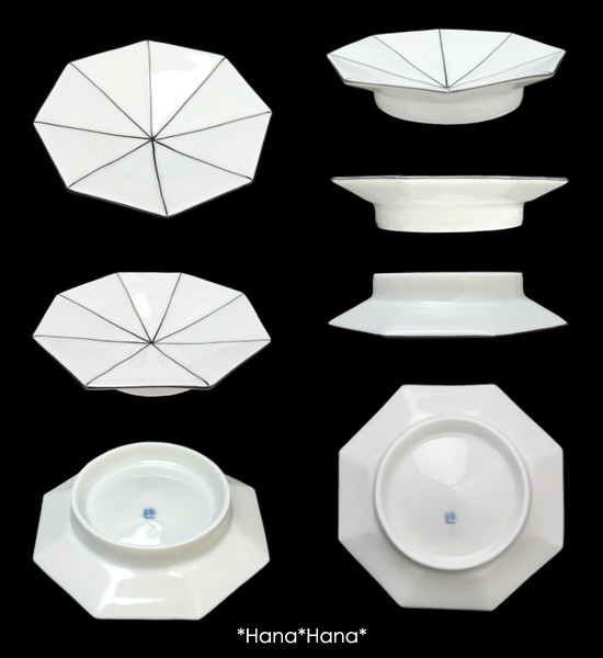 八角 小皿 (黒線) 10.5cm 有田焼 // 和食器 食器 しょうゆ皿 手塩皿
