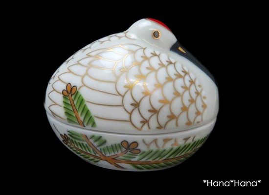 錦 巣ごもり鶴 金彩羽 蓋付き珍味鉢 (小) 6cm 有田焼 幸楽窯 // 和食器