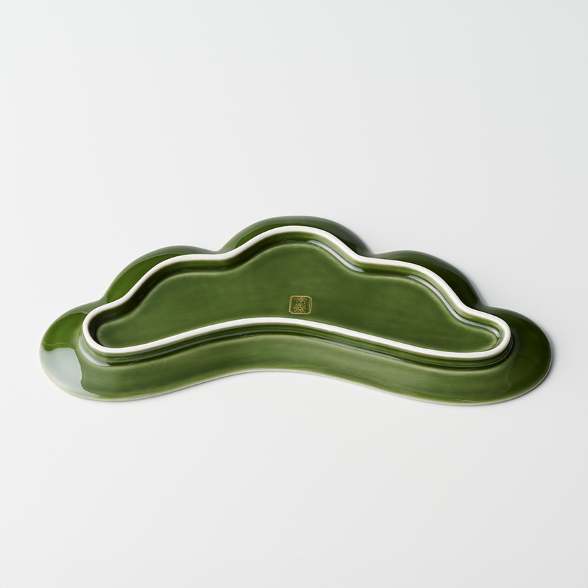 錦茶緑金松葉型 前菜皿 25cm 幸楽窯 有田焼 // 和食器 食器 陶磁器 長