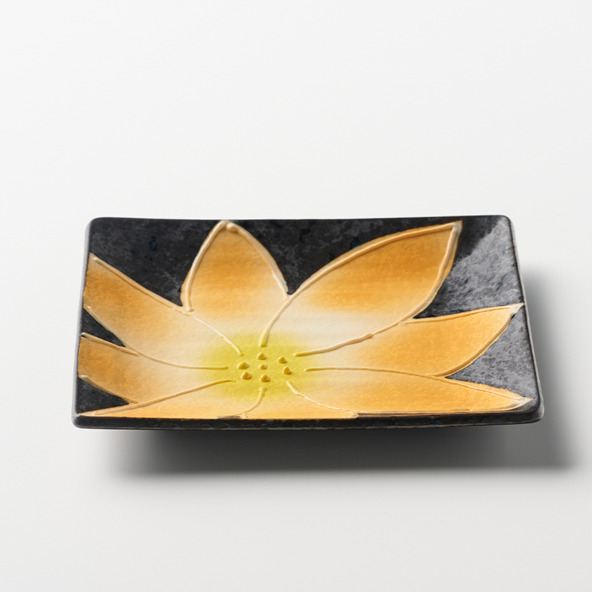 一珍花焼〆 長角銘々皿 14.3cm 有田焼 // 和食器 食器 正月 磁器 取り
