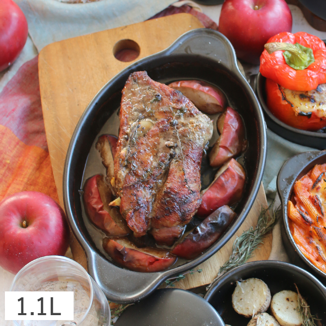 ブラックセラミック ライン入り オーバル グラタン皿 特大 L29.2cm