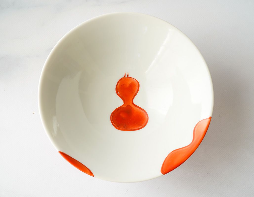 蔵珍窯（ぞうほうがま） 六瓢赤絵 平茶碗 (お取り寄せ品)// 美濃焼