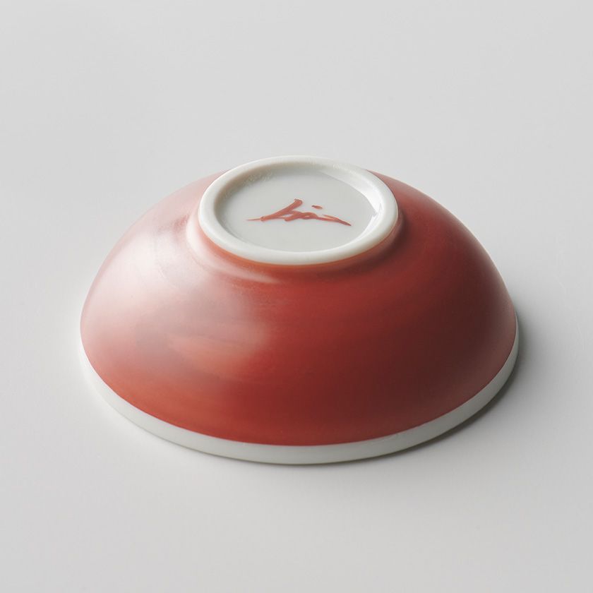 蔵珍窯 赤絵椿 超豆皿 6cm (お取り寄せ品)// 美濃焼 椿 ツバキ