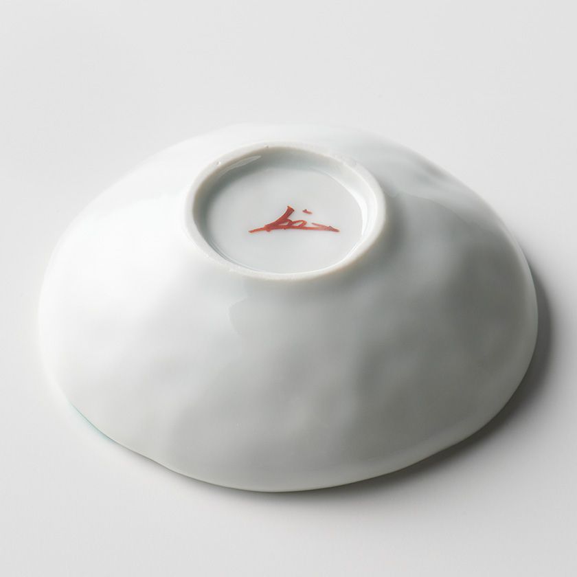 蔵珍窯（ぞうほうがま） 色絵椿 深豆皿 10cm (お取り寄せ品)// 美濃焼