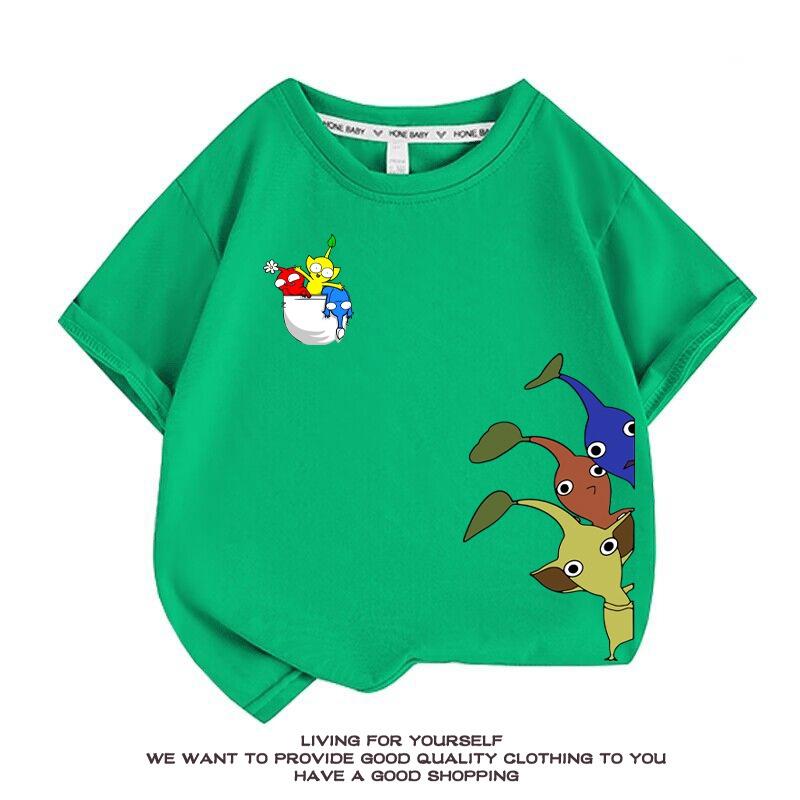 ピクミン Pikmin 子供服 半袖Tシャツ 通気性 肌着 柔らかい 100%綿 