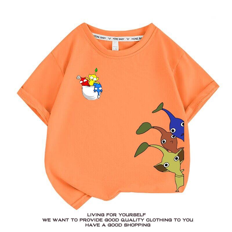 ピクミン Pikmin 子供服 半袖Tシャツ 通気性 肌着 柔らかい 100%綿 