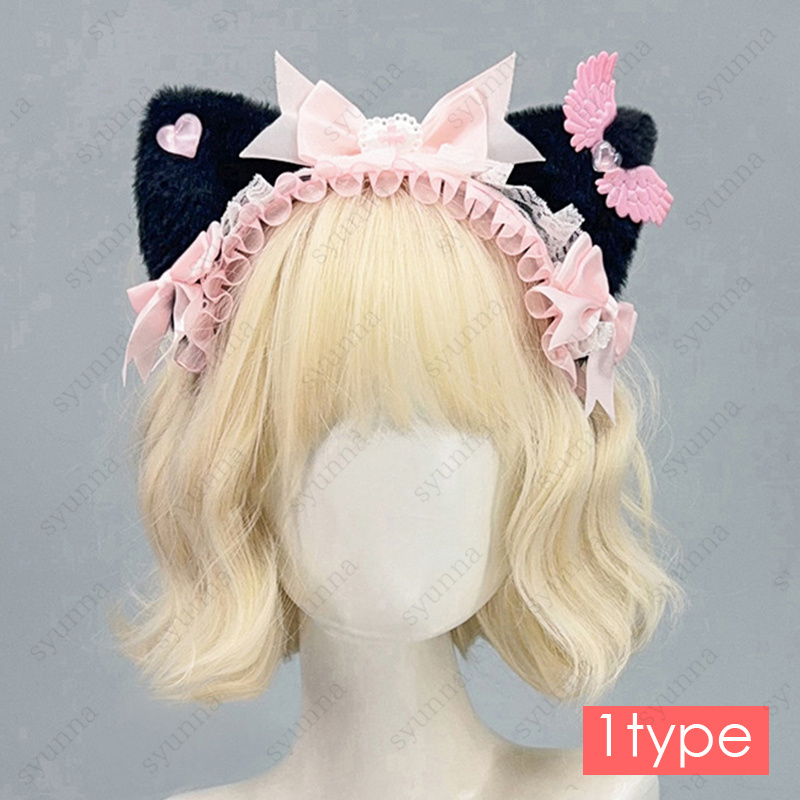 h223# ロリータ 猫耳 カチューシャ 当日発送 4type 髪飾り ふわふわ