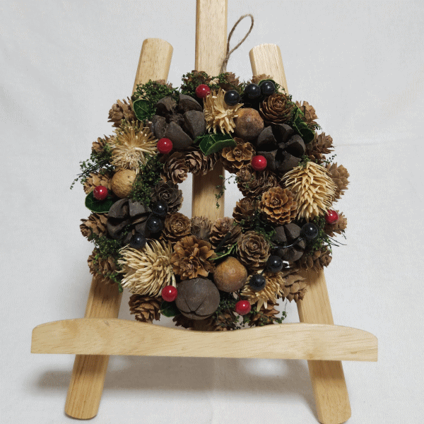 ドライフラワー リース ナチュラル クリスマスリース インテリア リース ナチュラルクロスナッツ 玄関 フラワーリース ナチュラルリース