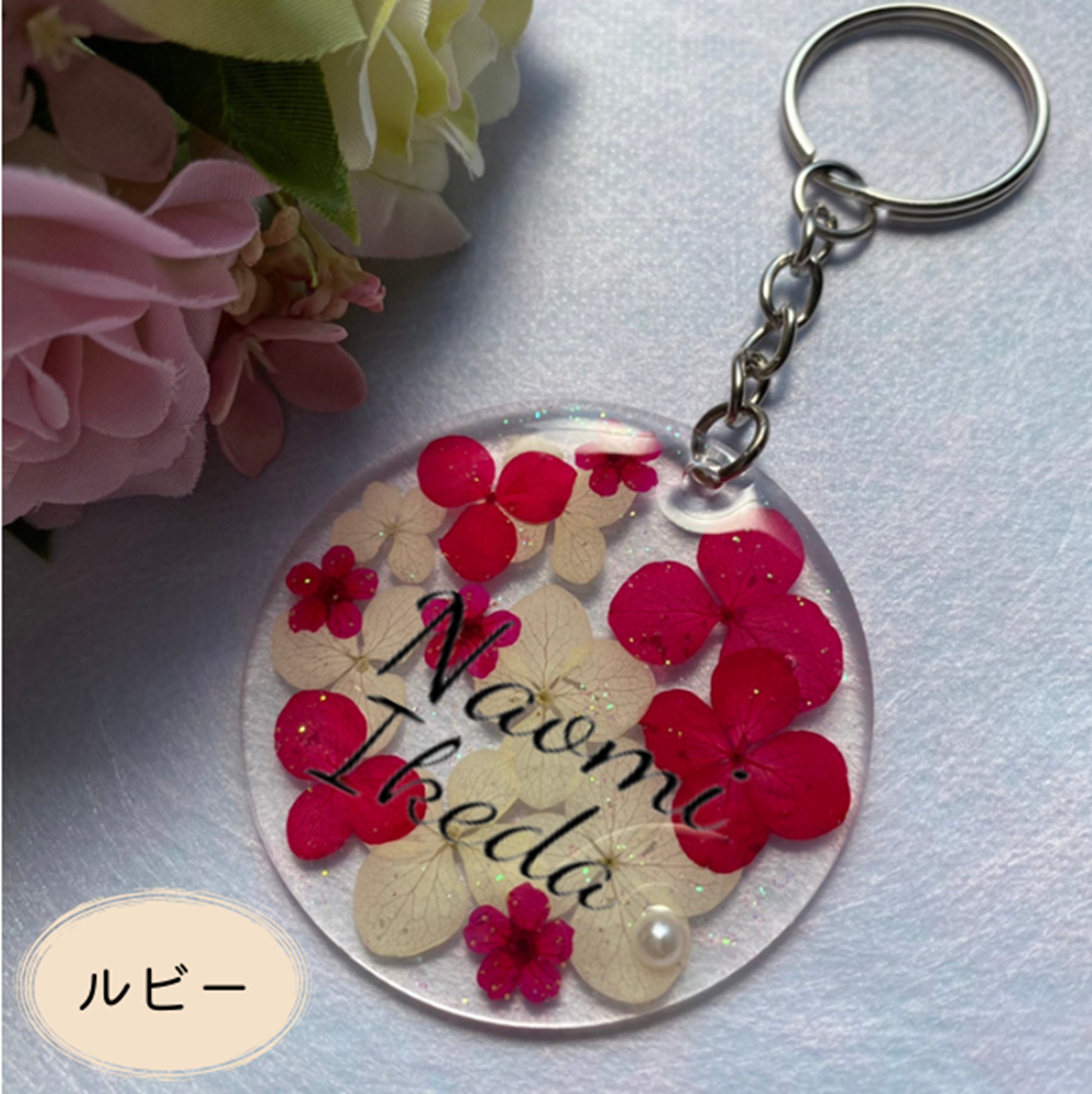 お花の色を選べる！ 【フラワーアクリル キーホルダー デザイン：A