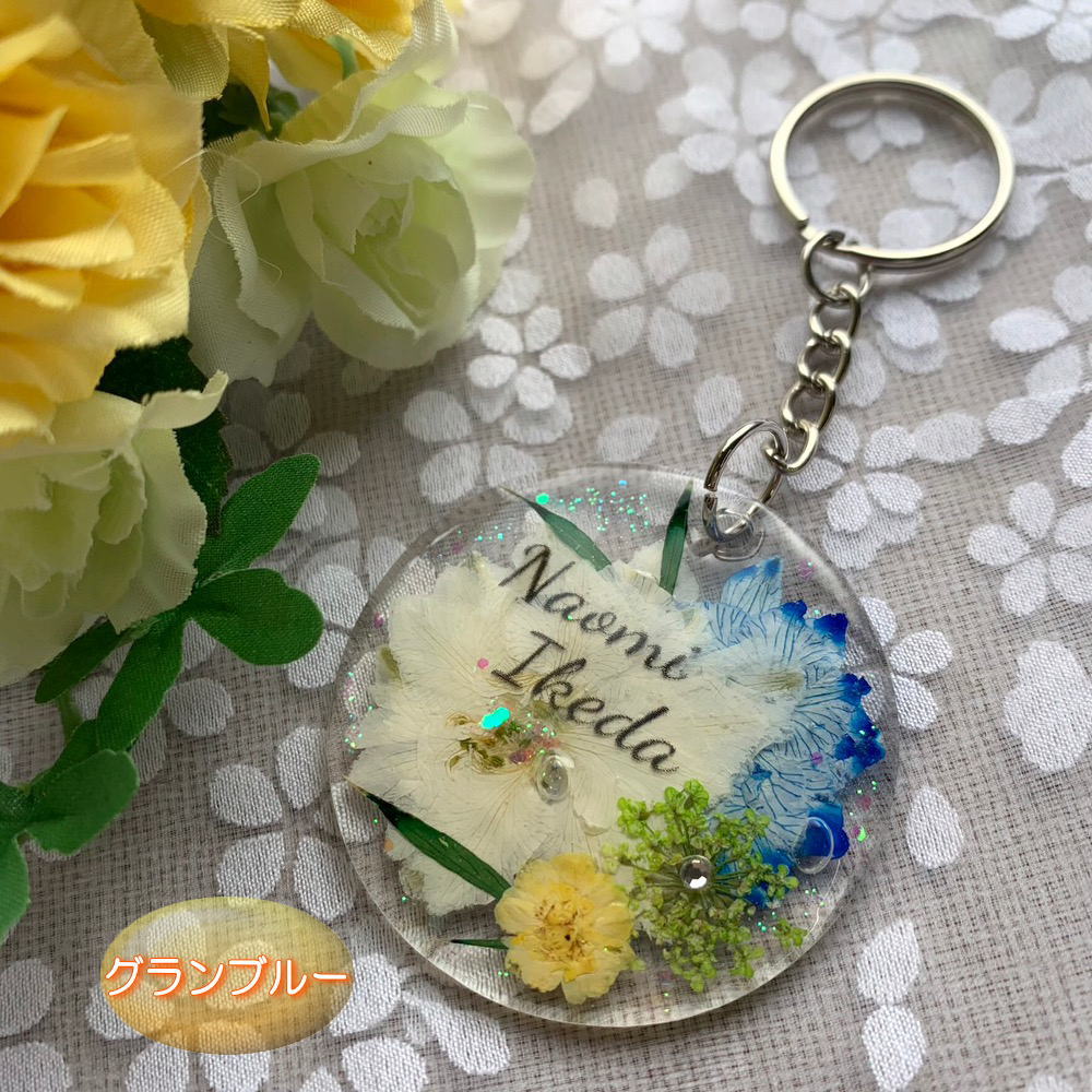 お花の色を選べる！ 【フラワーアクリル キーホルダー デザイン：B