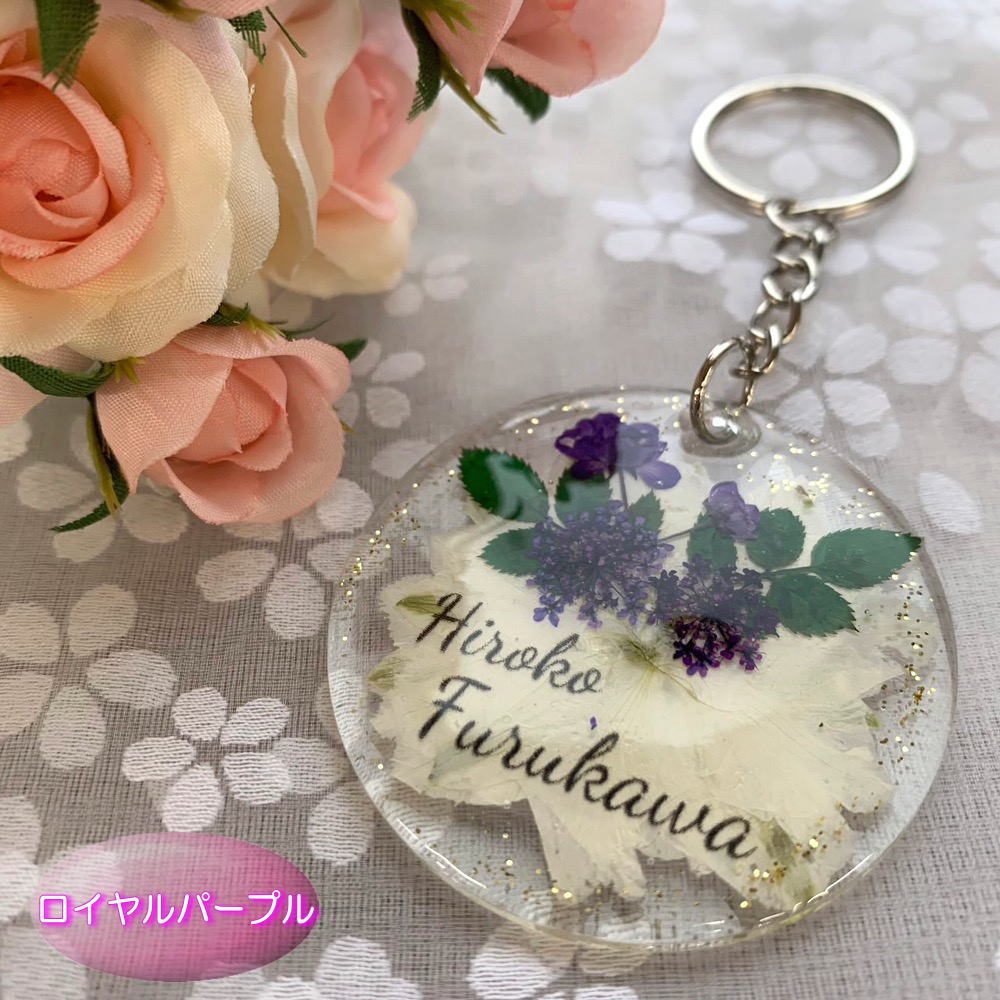 お花の色を選べる！ 【フラワーアクリル キーホルダー デザイン：C