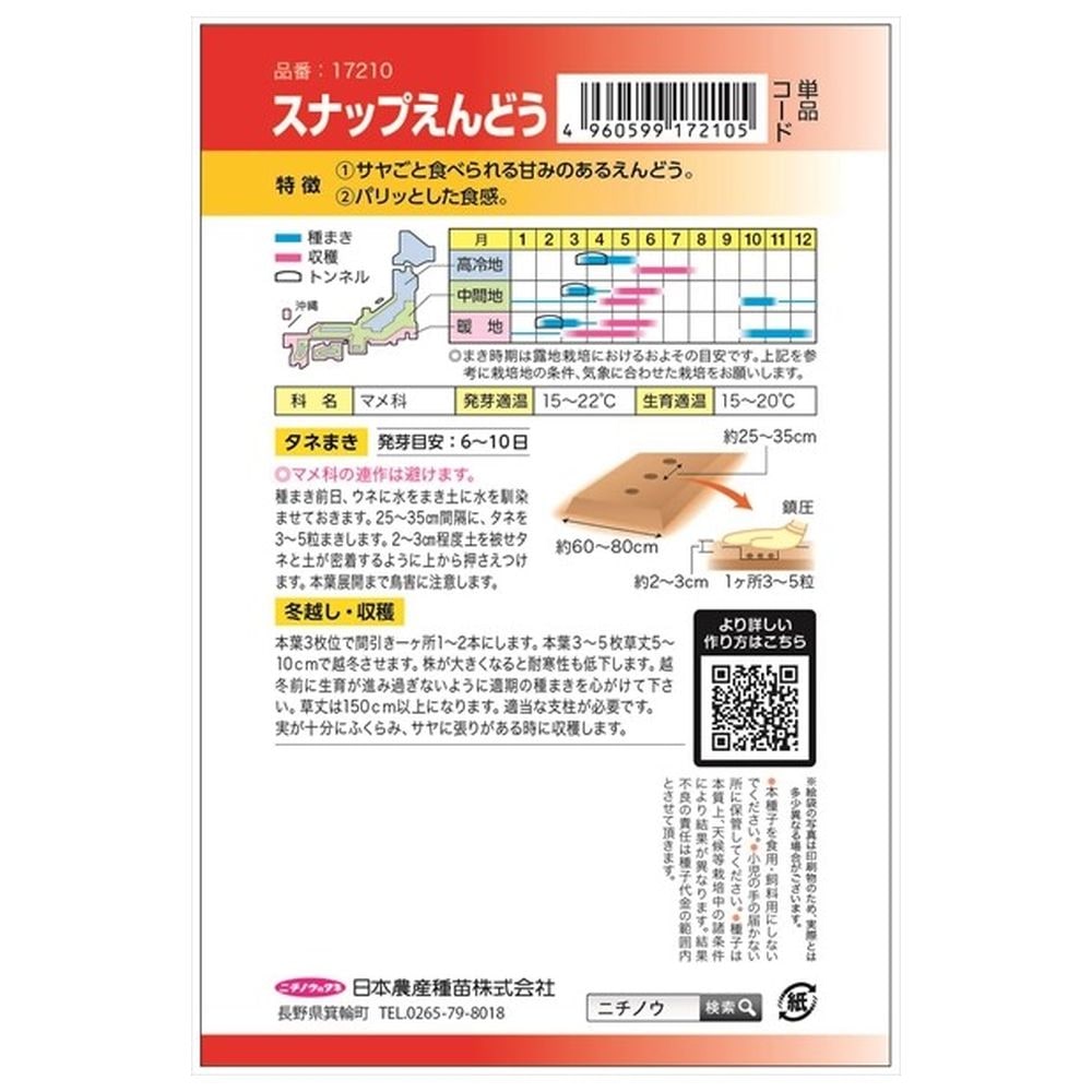 えんどう スナップえんどう(お徳用パック) 種・小袋 （120粒