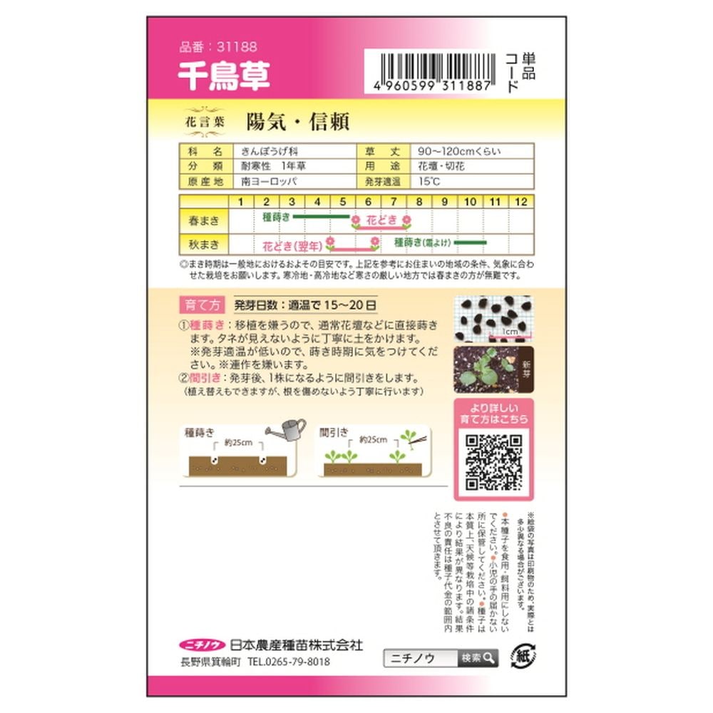 千鳥草 種・小袋 （1ml） 固定種 爆買いweek : 苗木部 花ひろば