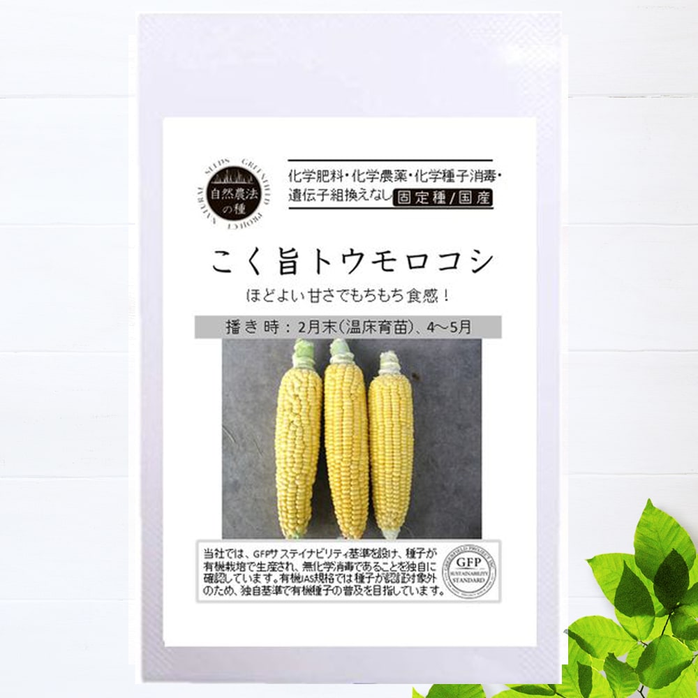 有機種子 こく旨トウモロコシ S 8粒 種蒔時期 2月末（温床育苗）4〜5月