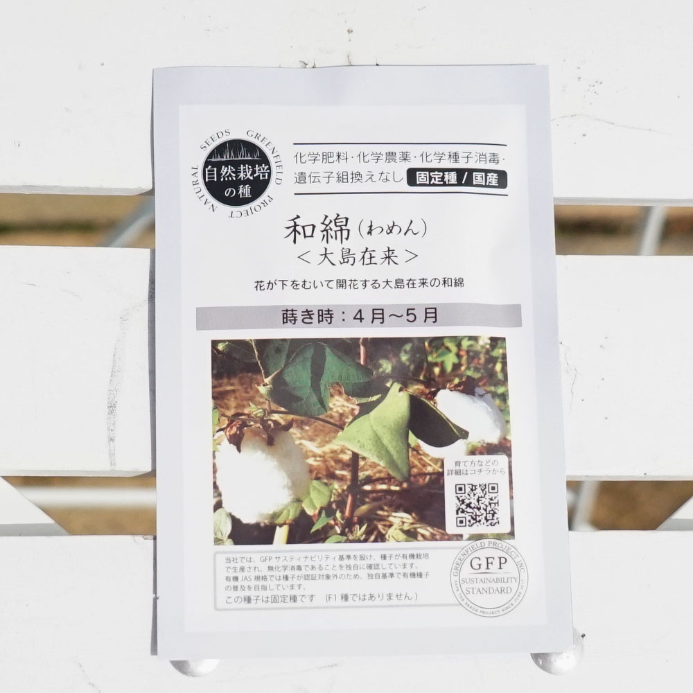 有機種子 和綿（わめん）/大島在来 Sサイズ 15粒 種蒔時期 4〜5月 爆