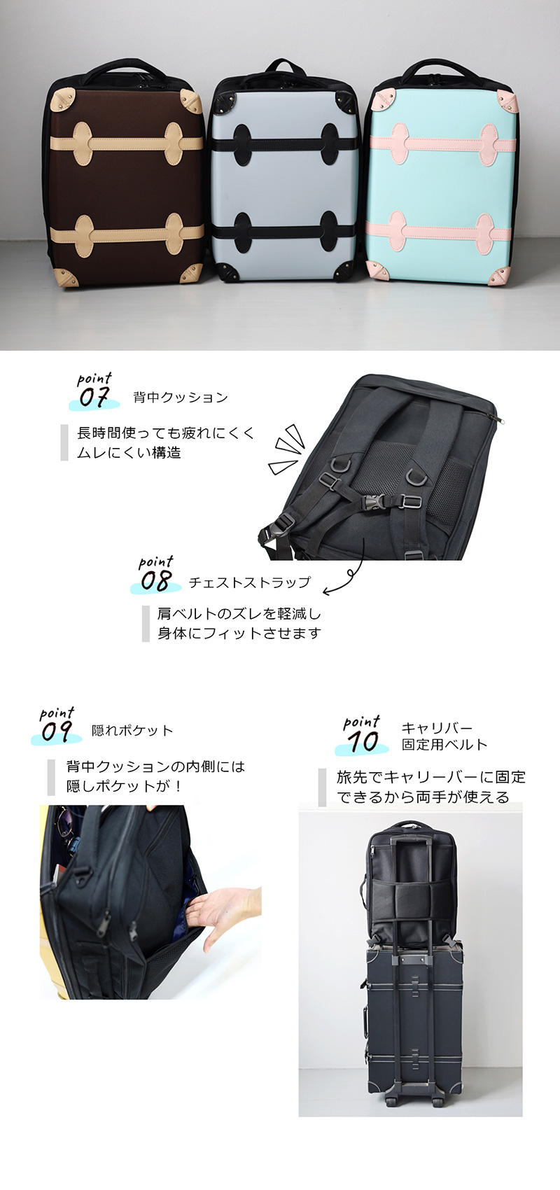 HANAism リュックサック トランクキャリー キャリーオンケース