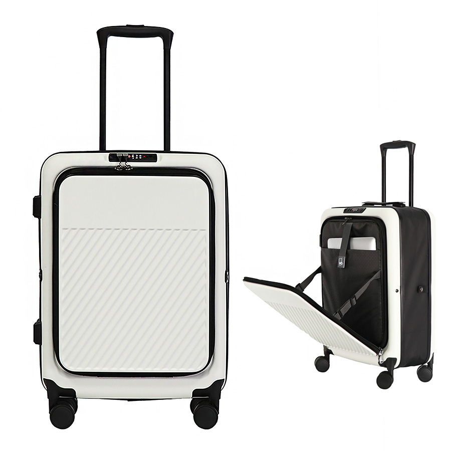 スーツケース 機内持ち込み フロントオープン　白　S 41L 1〜3泊　TSA Transporter（トランスポーター） フロントオープン キャリーケース S