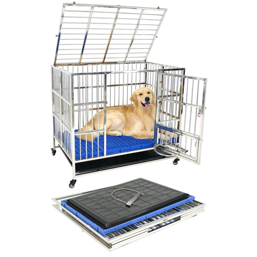 B2070ペット犬小屋 犬用ケージ 大型犬 ステンレス ケージ 折りたたみ ペット 犬 ステンレス ケージ 犬小屋 犬用ケージ 大型犬 ゲージ