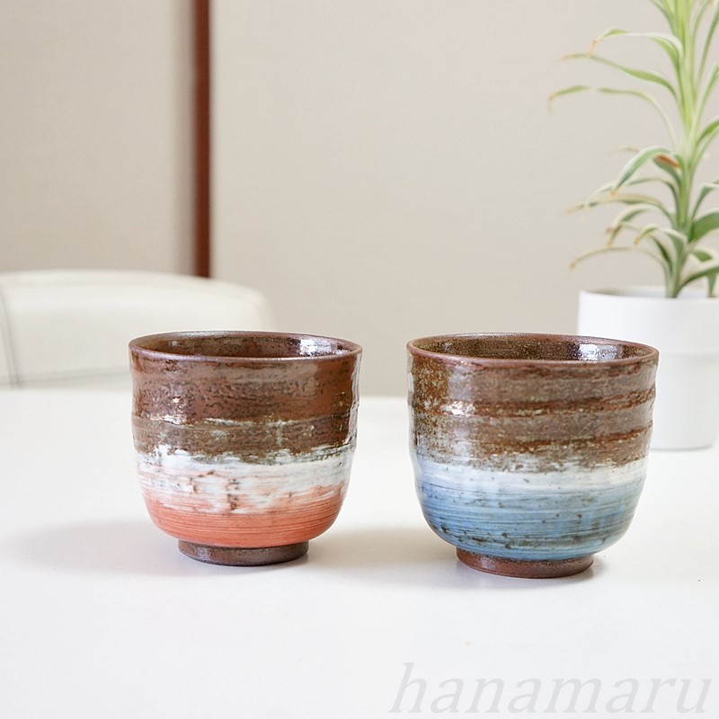 波佐見焼 湯のみ ゆのみ 粉引刷毛巻 湯呑 おしゃれ シンプル 軽い 陶器