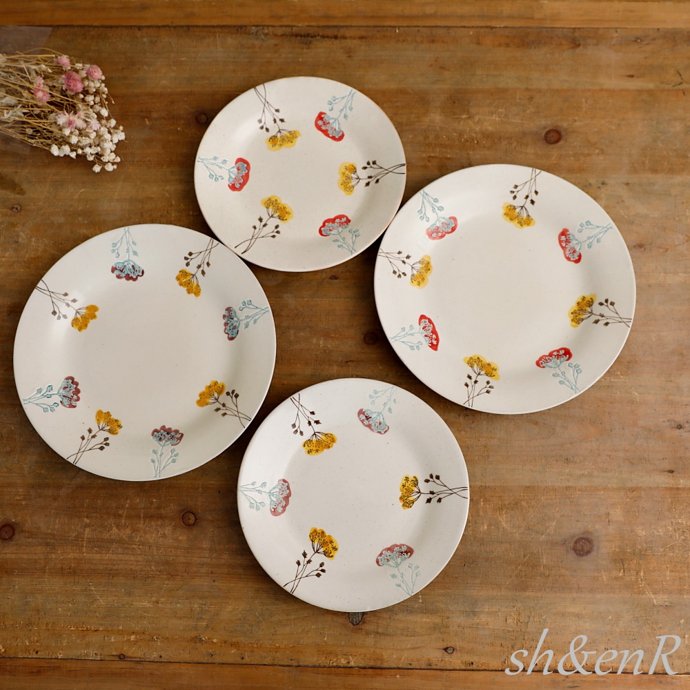 波佐見焼 皿 8寸皿 25cm 勲山窯 彩ハーブ 大皿 おしゃれ プレート 食器