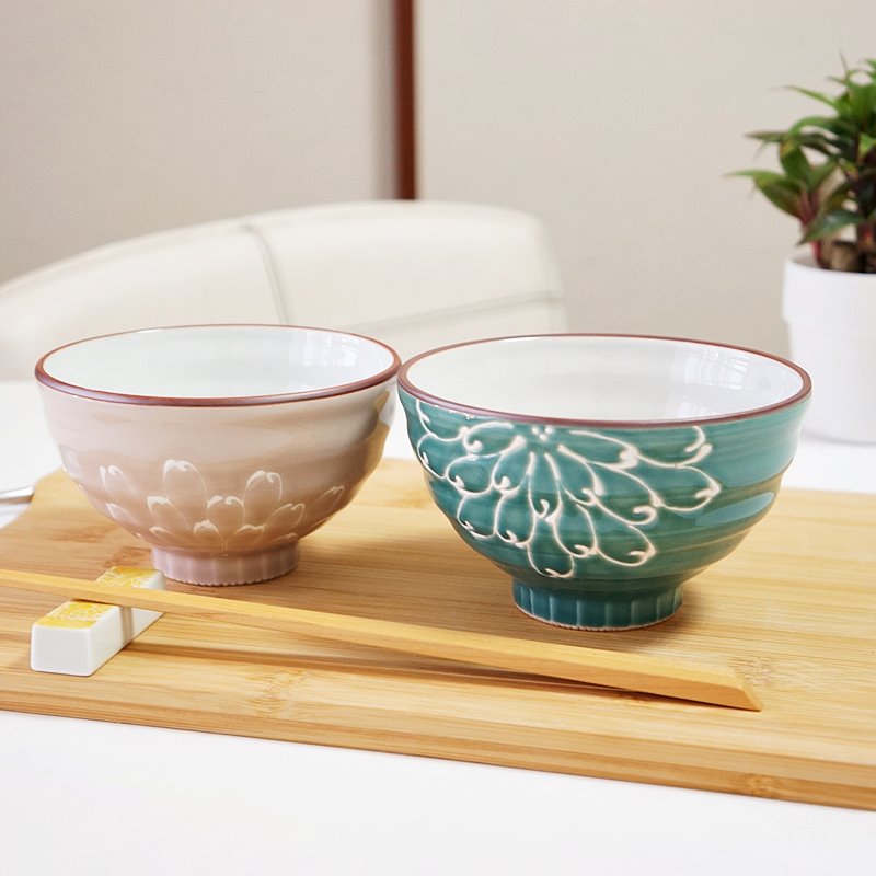 波佐見焼 茶碗 ペアセット 一珍菊 pg 夫婦茶碗 お茶碗 ご飯茶碗