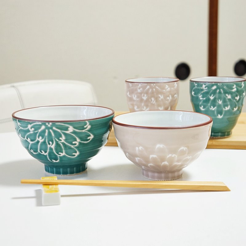 波佐見焼 茶碗 ペアセット 一珍菊 pg 夫婦茶碗 お茶碗 ご飯茶碗