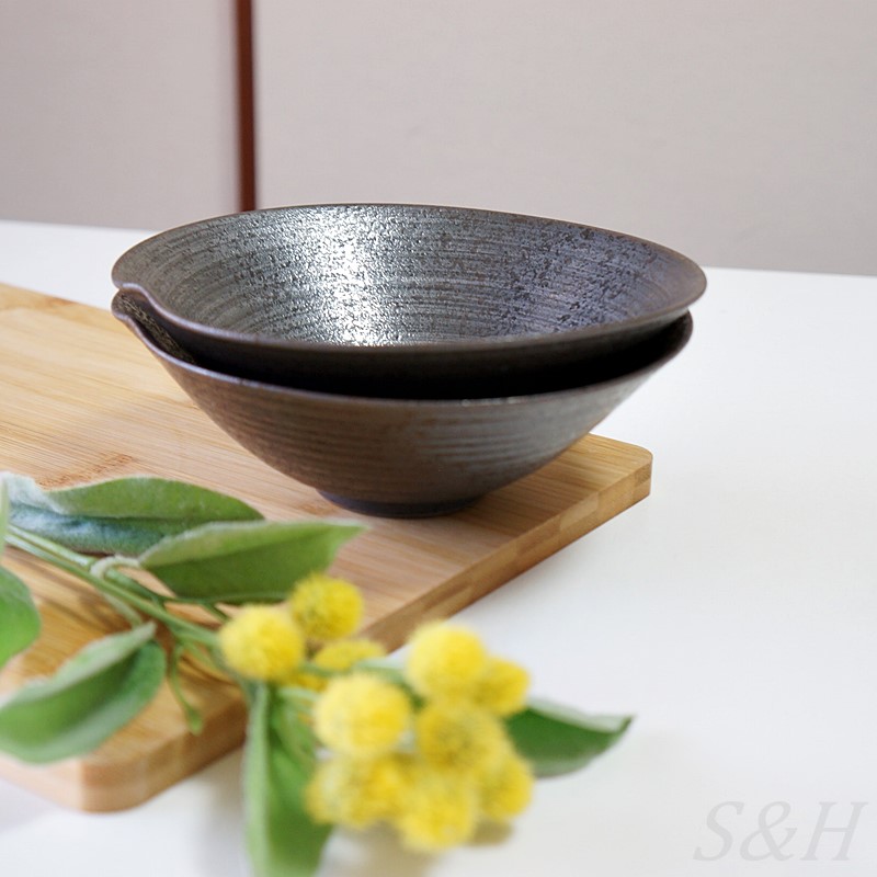 波佐見焼 鉢 預け鉢 黒吹 食器 ボウル 陶器 日本製 手描き シンプル