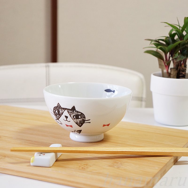 茶碗 波佐見焼 お茶碗 かわいい りぼん猫 白 ご飯茶碗 お茶わん 日本製