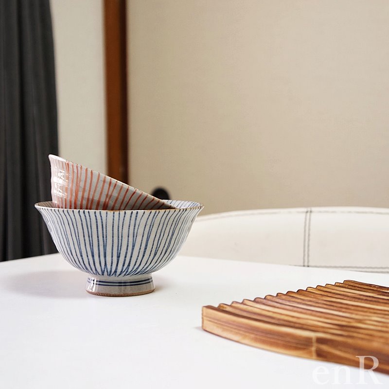 波佐見焼 茶碗 ペアセット 手描き千筋 夫婦茶碗 お茶碗 ご飯茶碗