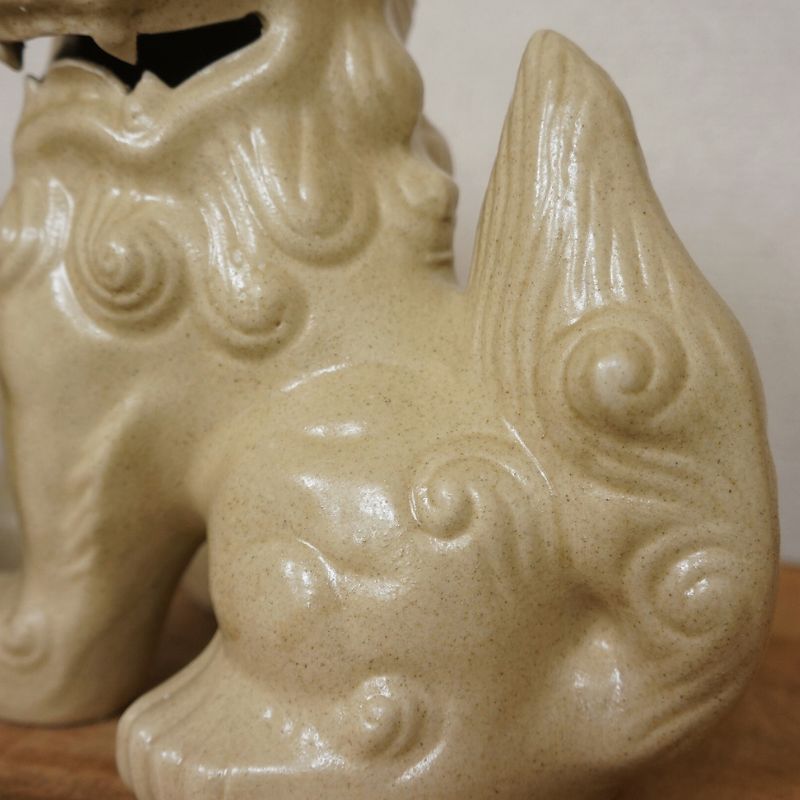 シーサー 置物 おきもの 大立 高さ20cm 白土灰 琉球焼 朝日陶器 沖縄