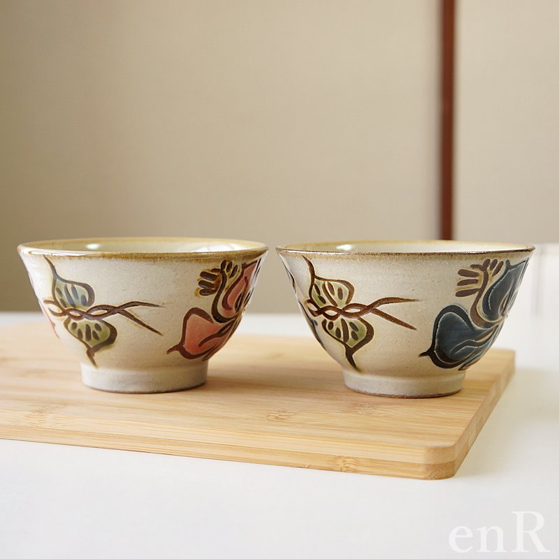 やちむん　茶碗6点セット やちむん 茶碗 4寸 マカイ 四葉紋唐草 沖縄 陶器 皿 器 食器 お