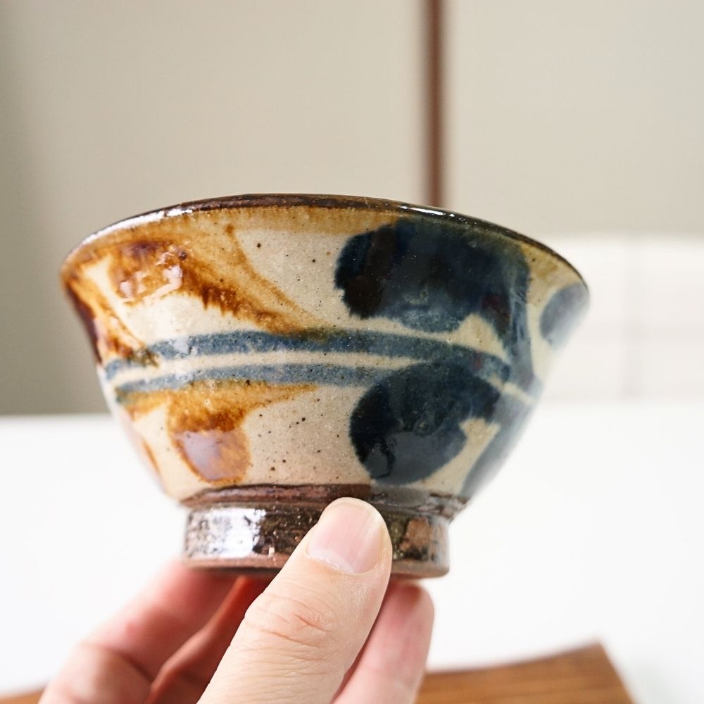 やちむん 反茶碗 4寸マカイ 陶芸こまがた デイゴ柄 ゴス お茶わん お