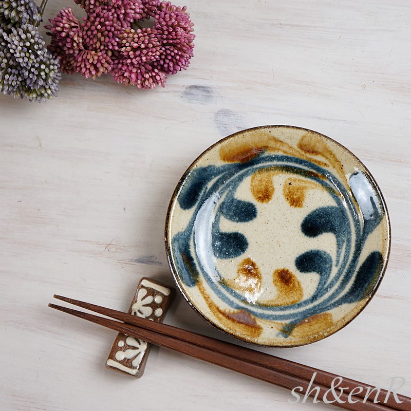 やちむん 皿 4寸皿 小皿 丸皿 陶芸こまがた デイゴ柄 おしゃれ 沖縄