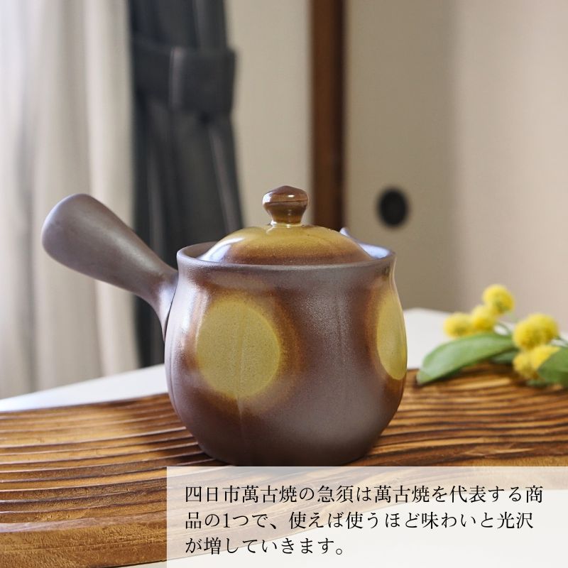 萬古焼 急須 未来形 2号 平網 黄 おしゃれ 日本製 ティーポット 茶器