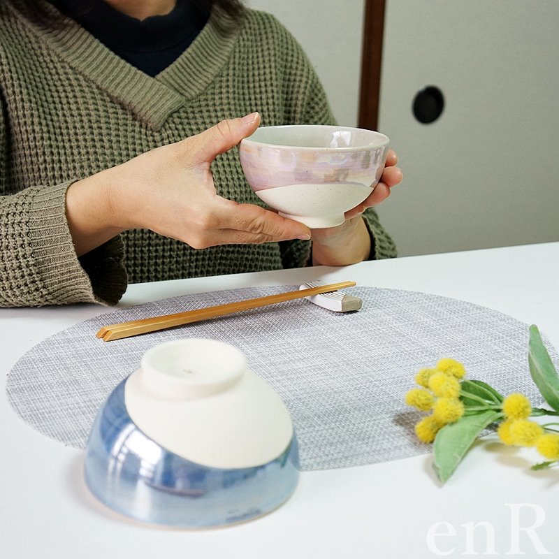 夫婦茶碗 ギフト 有田焼 ペア セット 東原窯 海輝 大小 ブルー