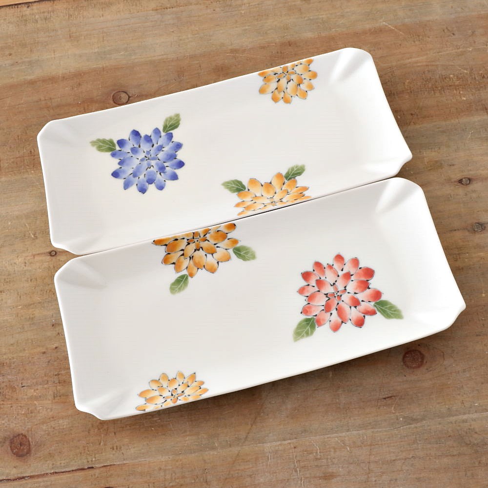 波佐見焼 有田焼 長角皿 さんま皿 長皿 長焼皿 角皿 ダリア 雅幸窯