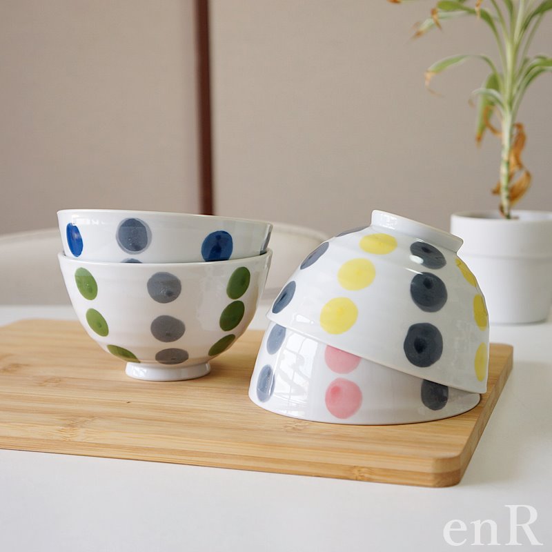 波佐見焼 お茶碗 Hasami 水玉ドット ピンク おしゃれ 可愛い 茶碗 ご飯