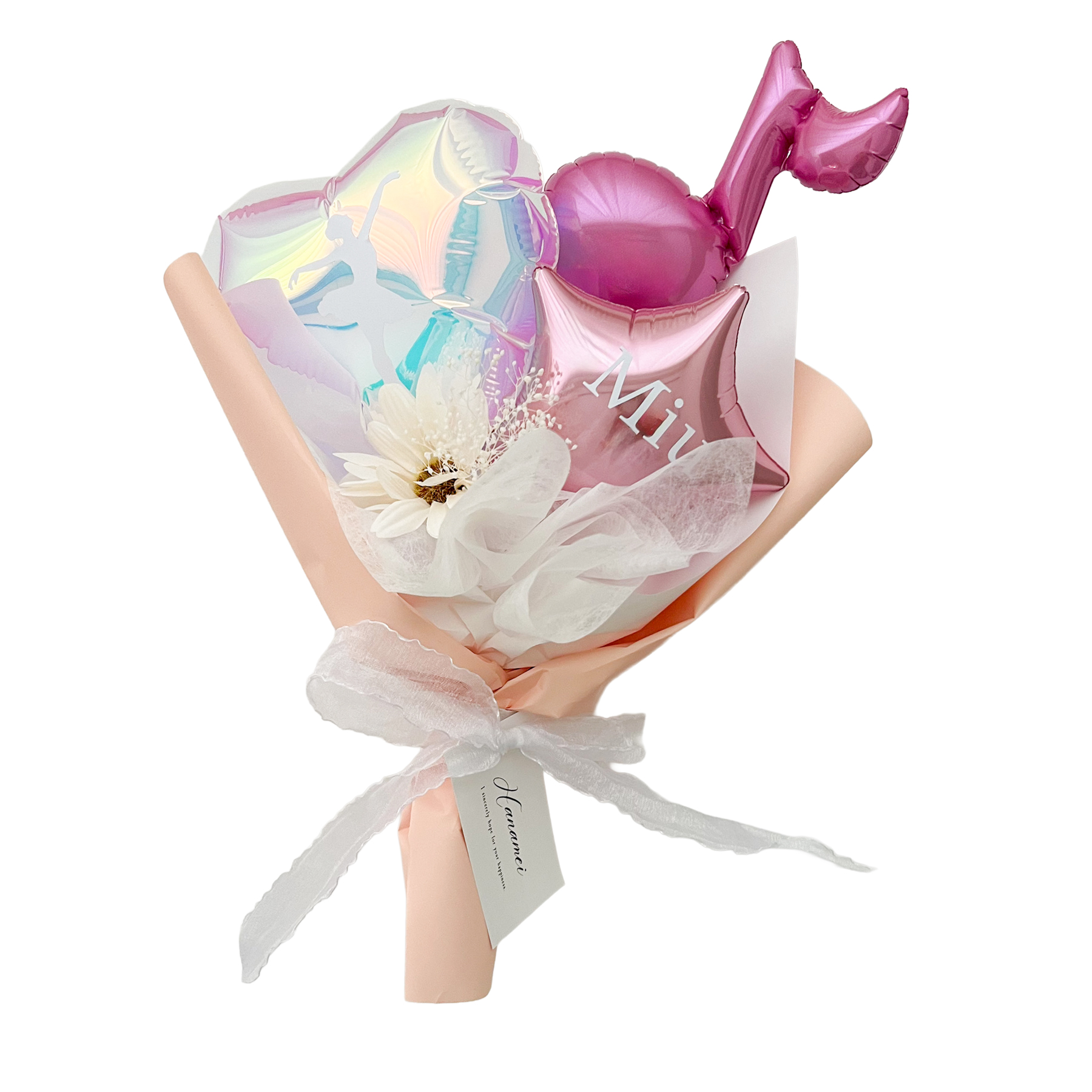 party shop Hanamei シャイニー バルーンブーケ 名前入れ 音符入り