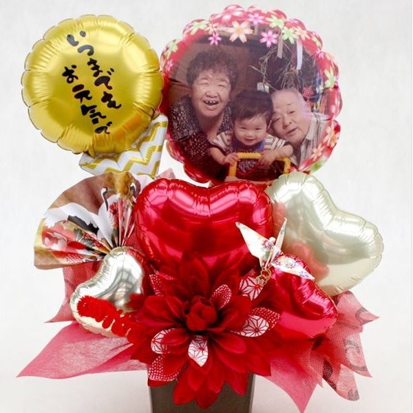 写真付き フォト バルーン フラワー ギフト 写真立て風 和柄 誕生日 結婚式 還暦祝 和風 造花 : balloon130 : バルーン電報 花ギフト  花模様 - 通販 - Yahoo!ショッピング