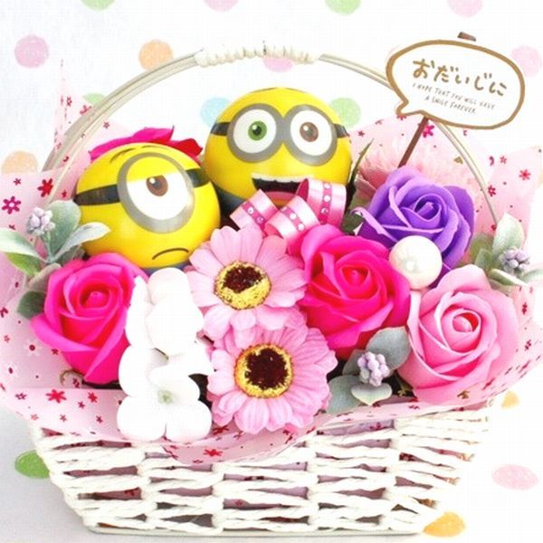 ミニオン ソープフラワー ギフト ボブ お誕生日 発表会 結婚式 アレンジ シャボンフラワー Soapflower05 バルーン電報 花ギフト 花模様 通販 Yahoo ショッピング