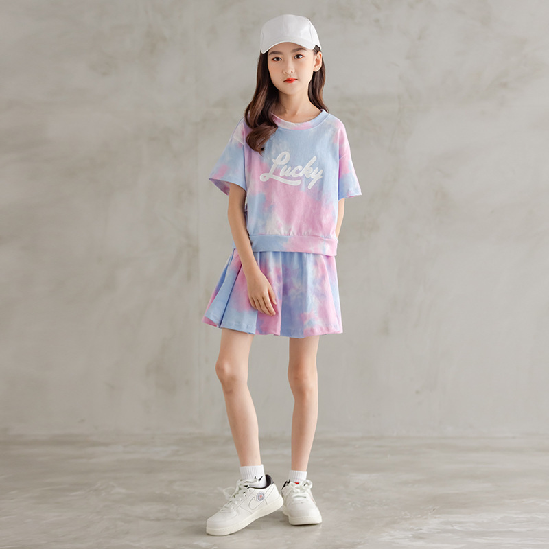 子供服 セットアップ 女の子 半袖 夏 2点セット Tシャツ ショートスカート 韓国子供服 キッズ 可愛い 小学生 通学着 新品 120 130  140 150 160 :ctzh37:花の海ストア 通販 