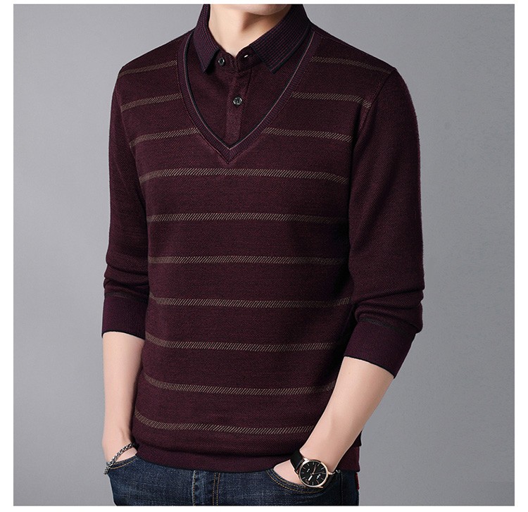 重ね着風 セーター メンズ クルーネック シャツネック ニット セーター トップス セーター プルオーバー インナーフ ァッション 秋 冬 Jmy4 花の海ストア 通販 Yahoo ショッピング