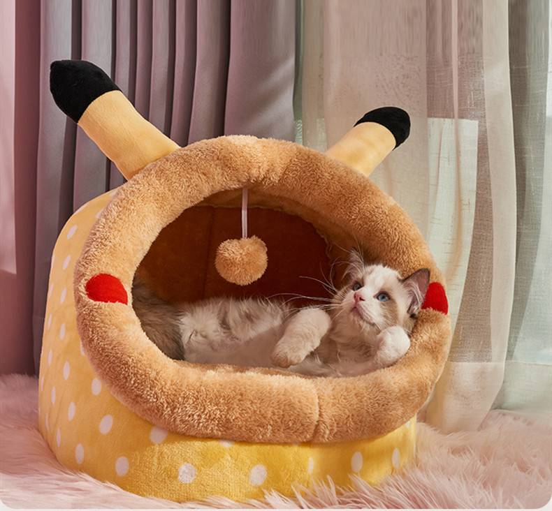 年末のプロモーション 猫用ベッド ペット 小型犬 猫 ペットハウス 猫クッション 防寒 ブラウン 