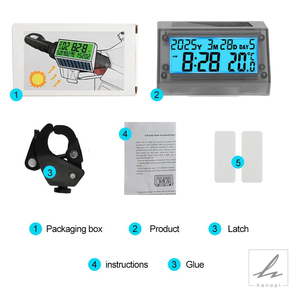 確認用3 並行輸入品】 ソーラーバイク用デジタル時計 日付 週 温度 LCD バック