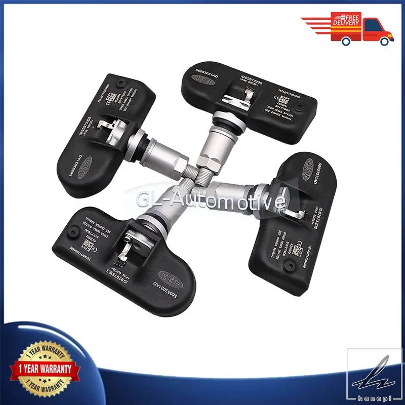 M Collection・並行輸入車用TPMS「433MHz」 Set 4 TPMS Tire Pressure Sensors 433Mhz Metal fits 14-21