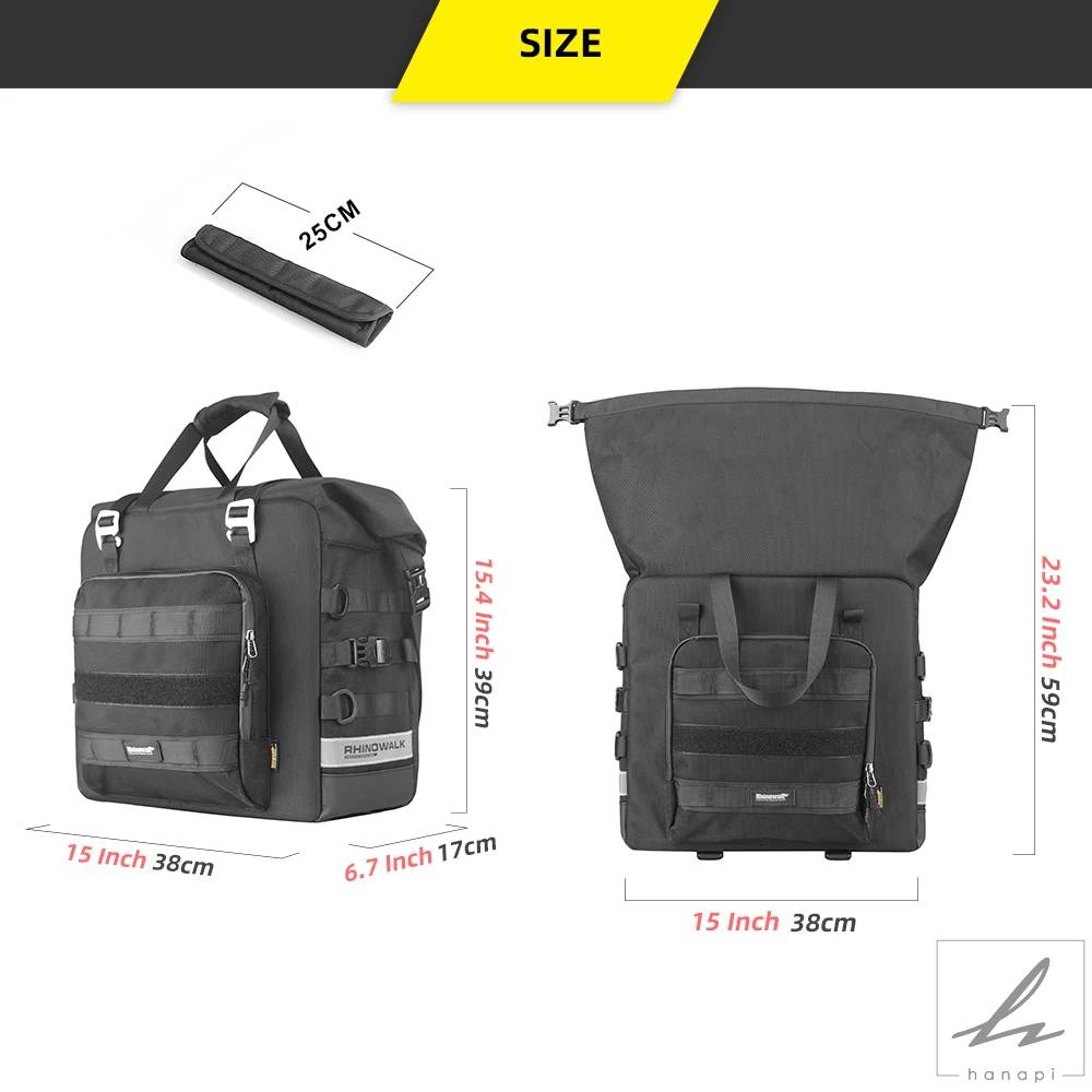並行輸入品】 RHINOWALK バイクサイドバッグ 防水サドル 25L-32L 拡張
