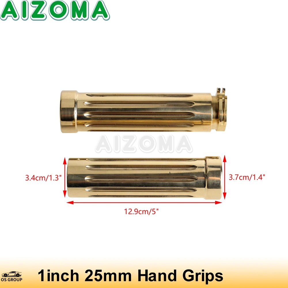 並行輸入品 汎用 1 インチハンドル バー グリップ レトロ Brass バイク