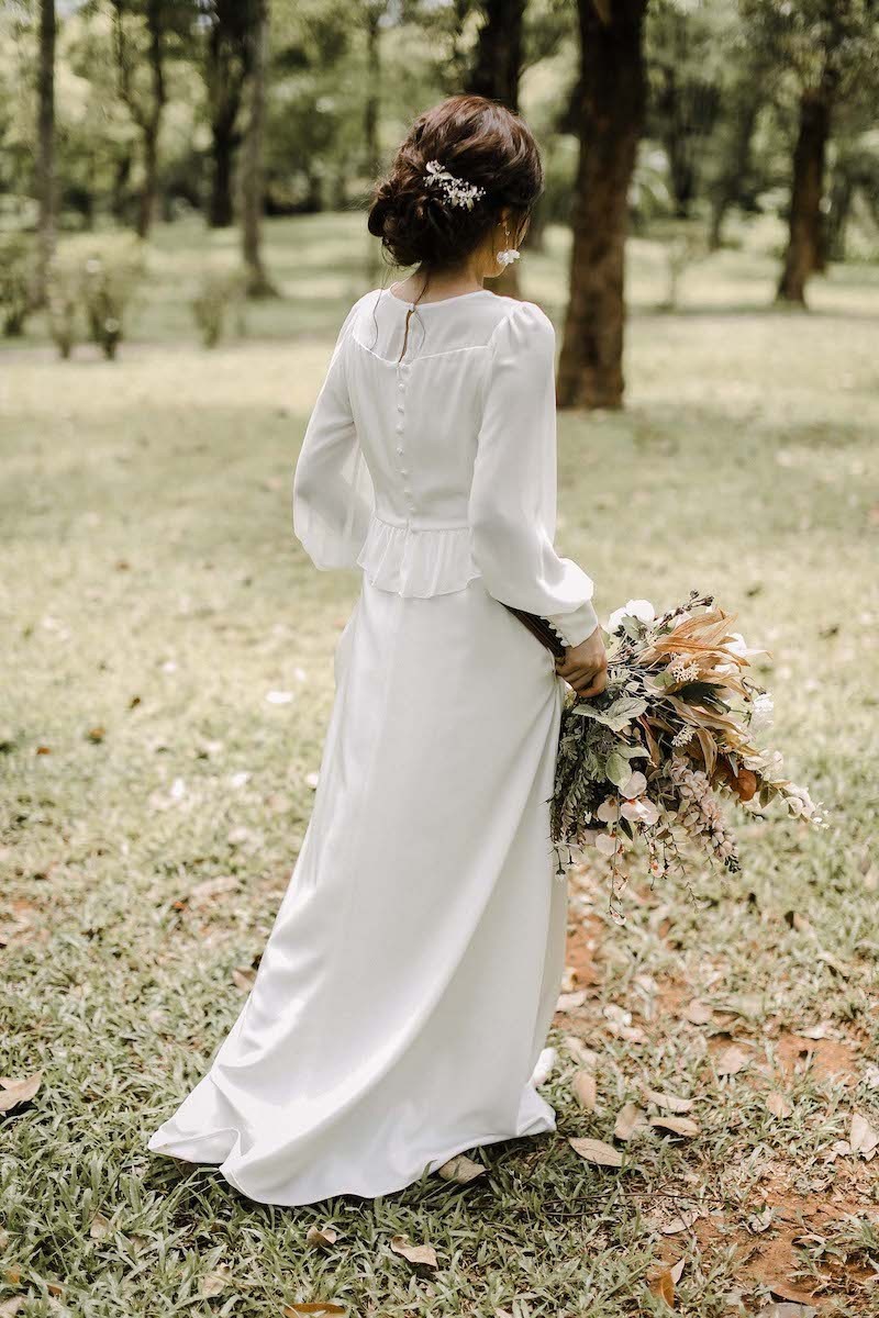 ウエディングドレス 二次会 購入 袖あり aライン 格安 安い 白 花嫁