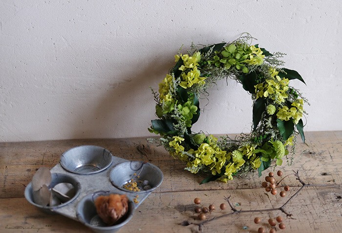 グリーンリース◇お部屋に緑を(*^-^*)/ プリザーブドフラワー : 富良野